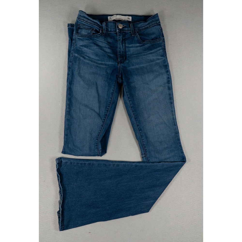 O2 Denim Womens Flare Leg Jeans Medium Wash Stretch Made in USA Blue PP30015